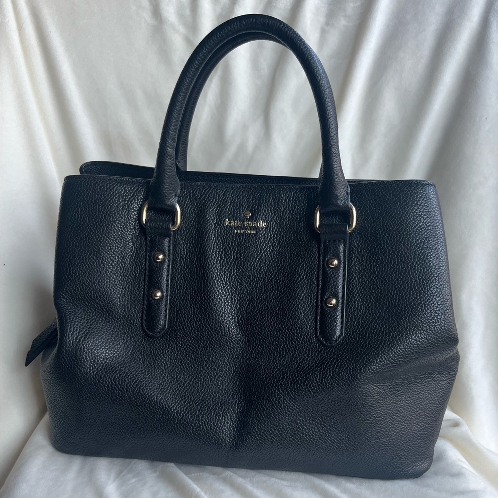 Kate Spade Rectangle structured Black Pebbled Leather Bag Larchmont